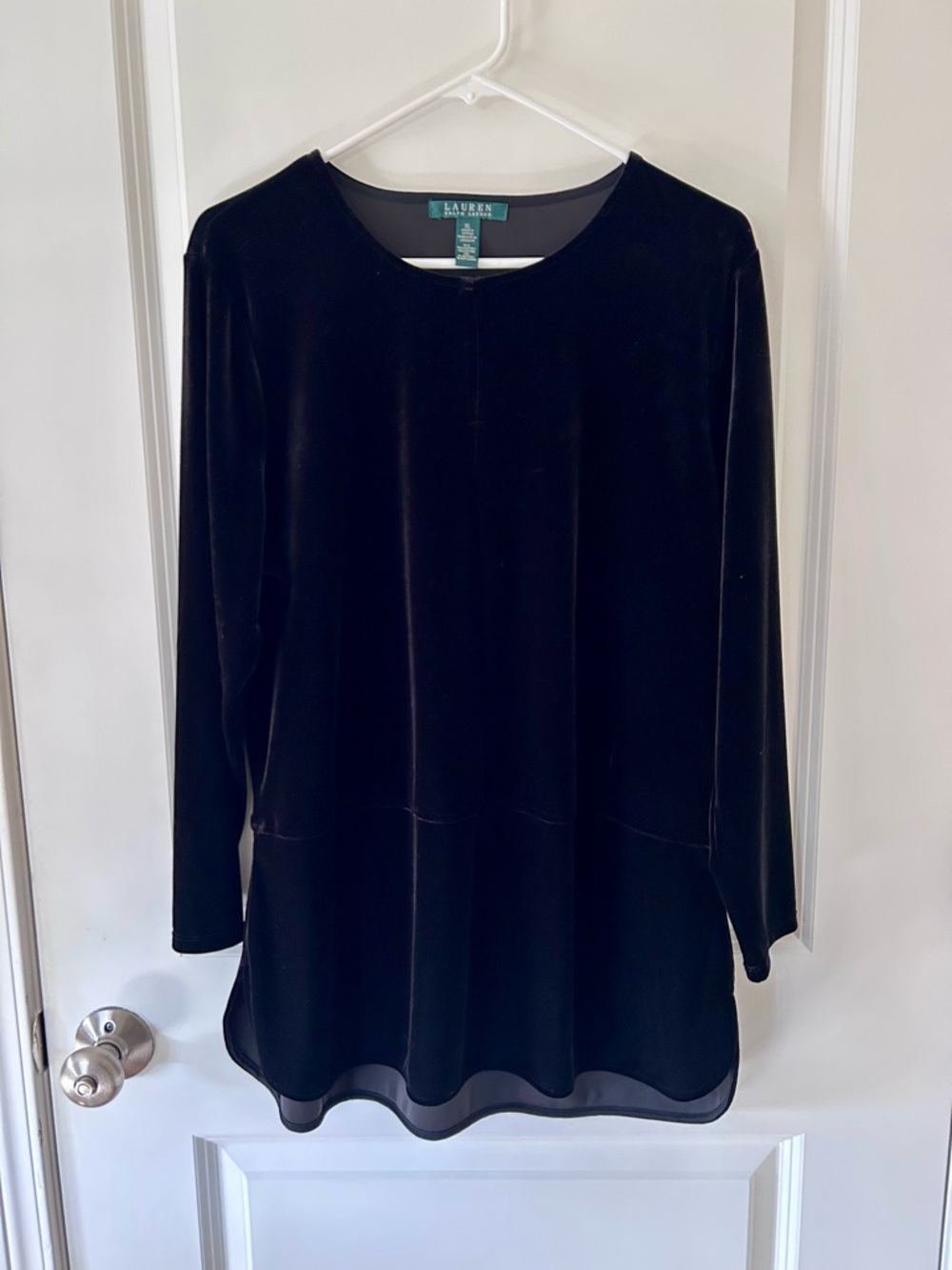 Ralph Lauren Black Velvet Hook-Closure Tunic